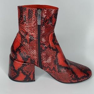 Jeffery Campbell Red Snakeskin Ashcroft Boots